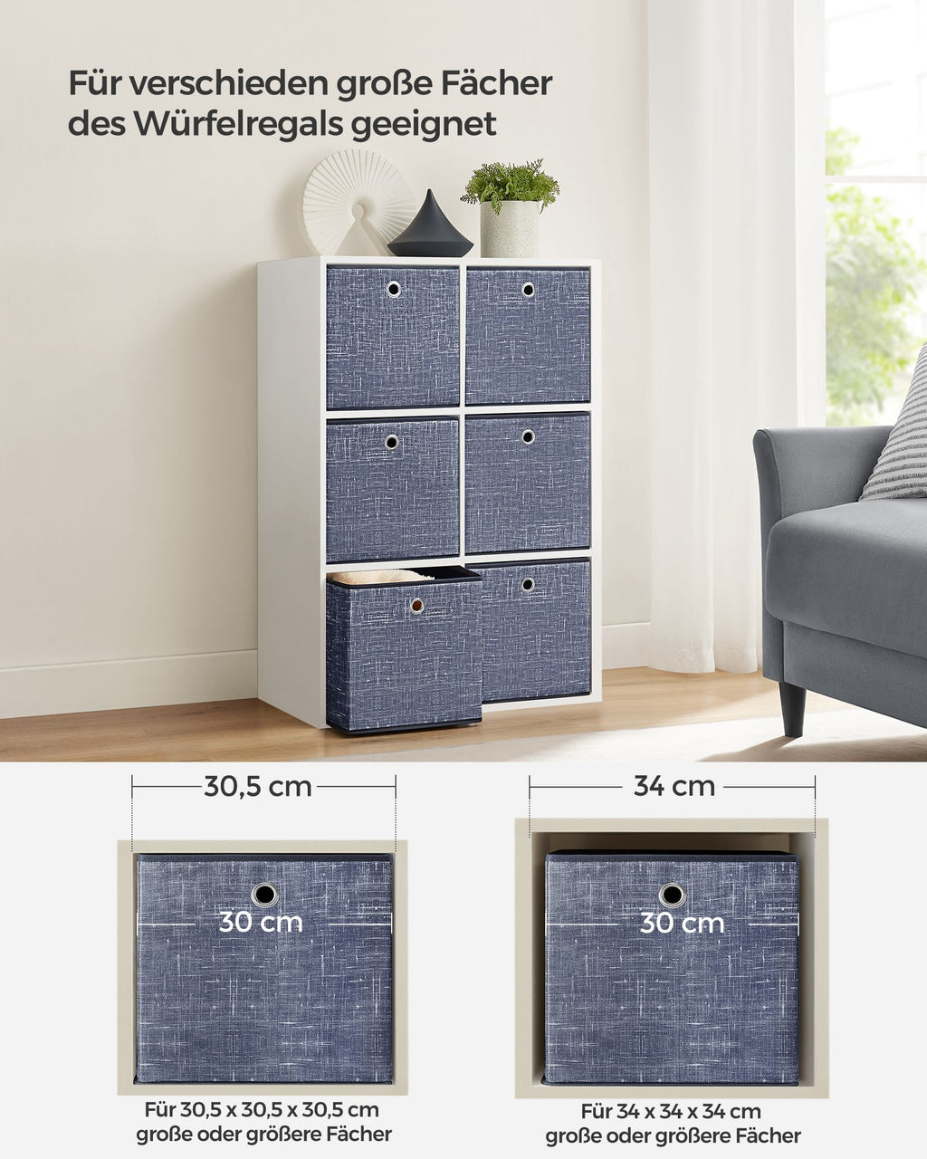 Storage boxes - Set of 6 - Fog blue
