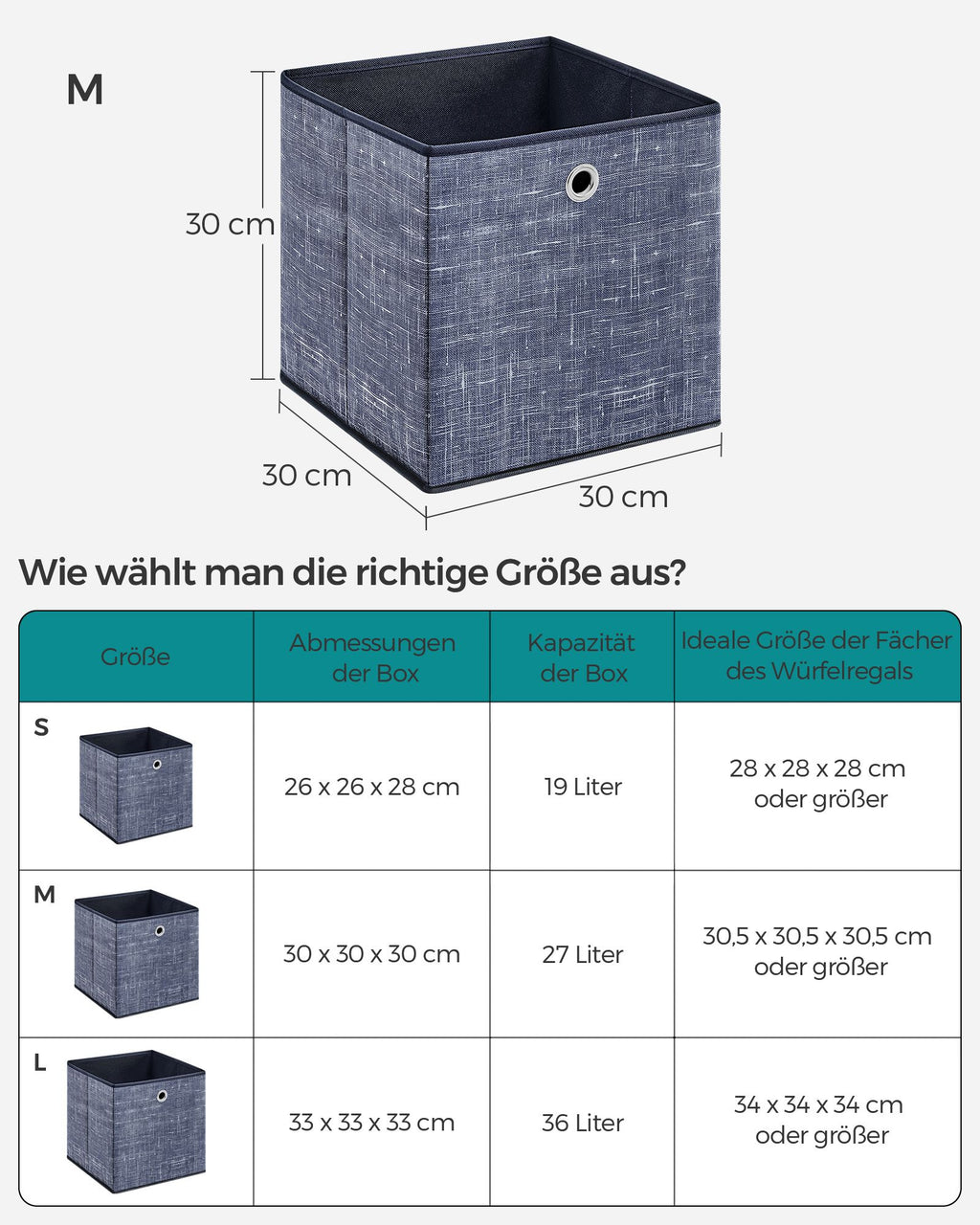 Storage boxes - Set of 6 - Fog blue