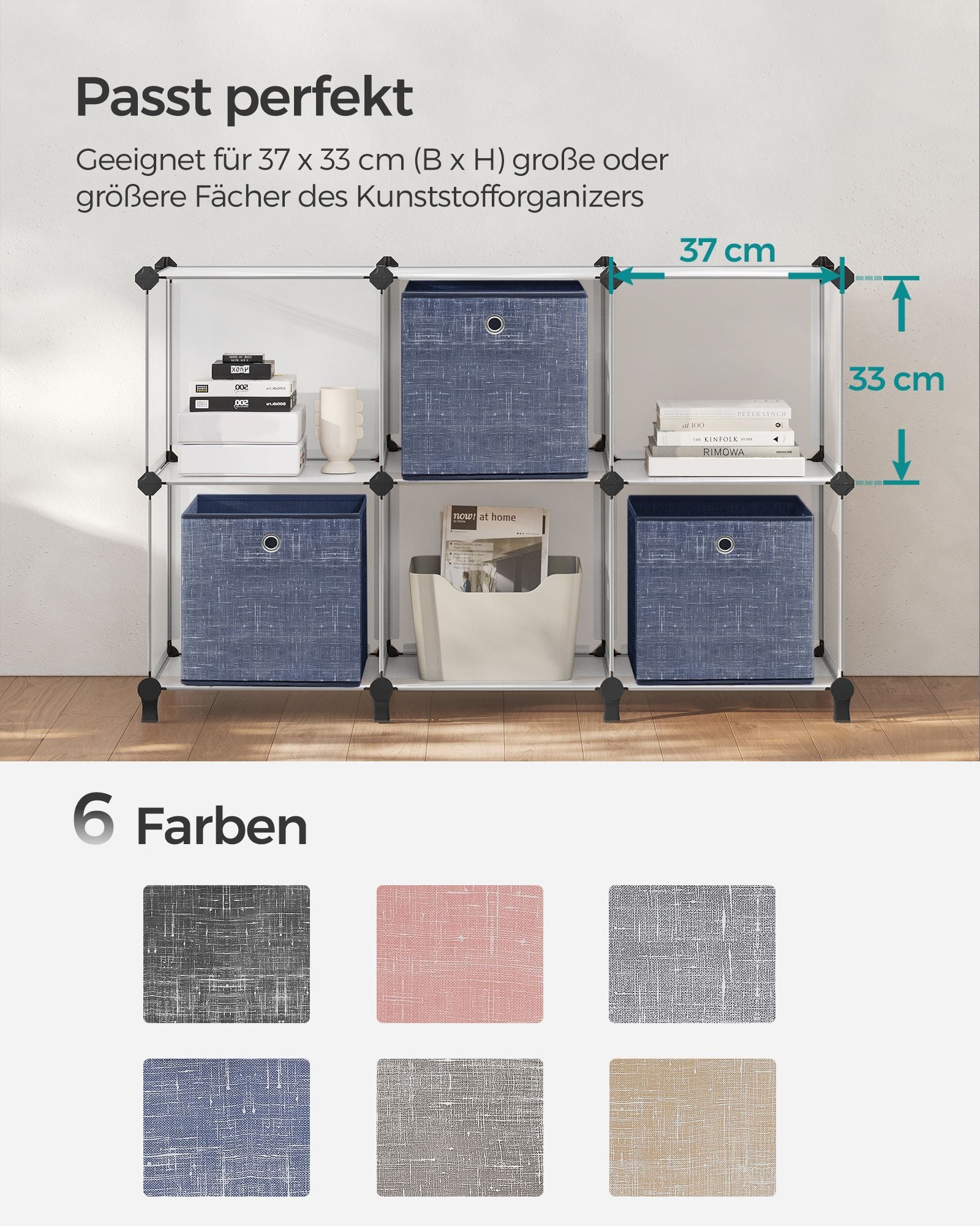 Storage boxes - Set of 6 - Fog blue