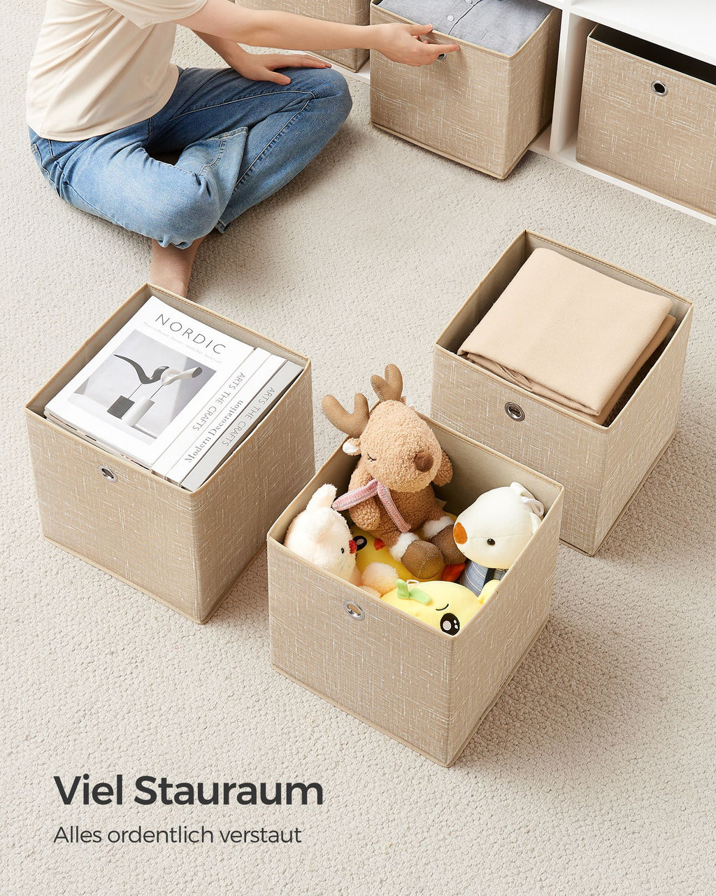 Storage boxes - Set of 6 - Zandbeige