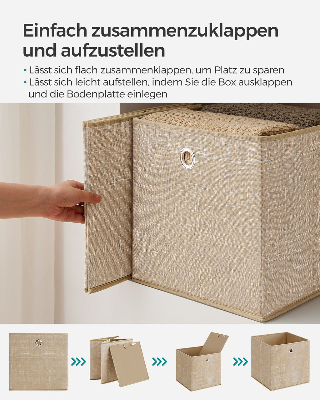 Storage boxes - Set of 6 - Zandbeige