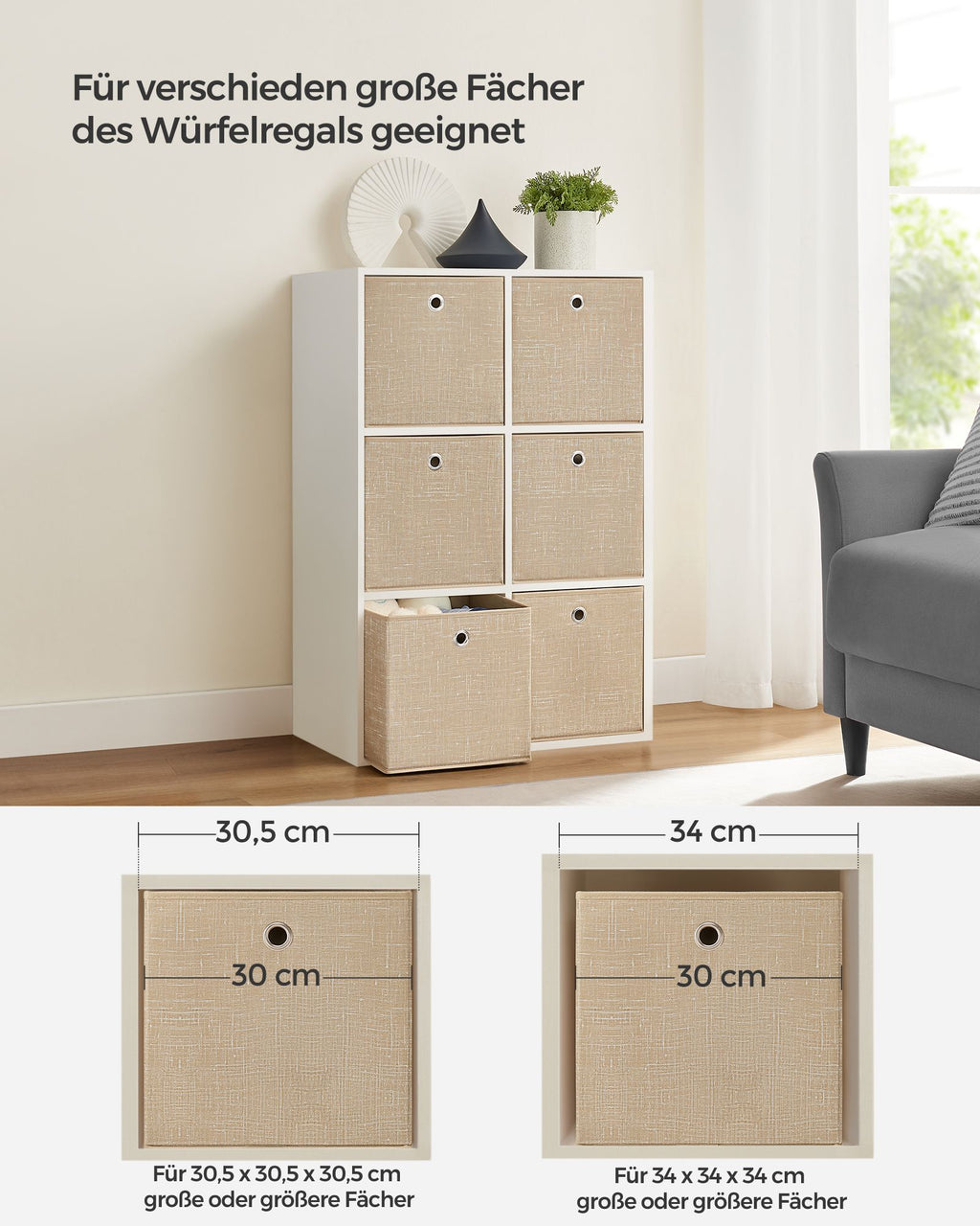 Storage boxes - Set of 6 - Zandbeige