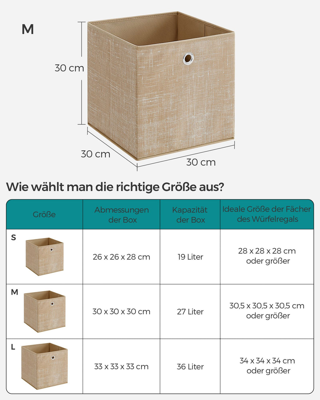 Storage boxes - Set of 6 - Zandbeige