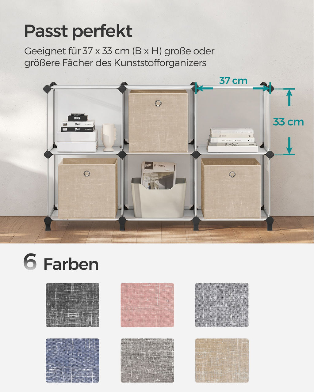 Storage boxes - Set of 6 - Zandbeige