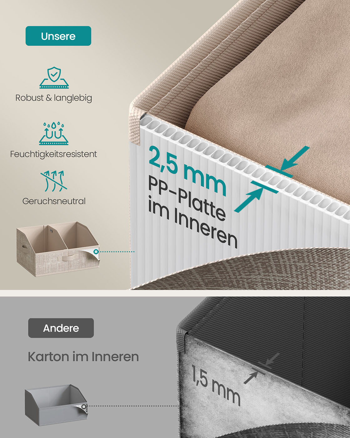Storage boxes set of 6 40 x 30 x 20 cm sand beige
