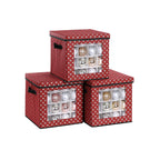 Storage boxes - For Christmas balls - Set of 3 - 64 courses per box - Foldable