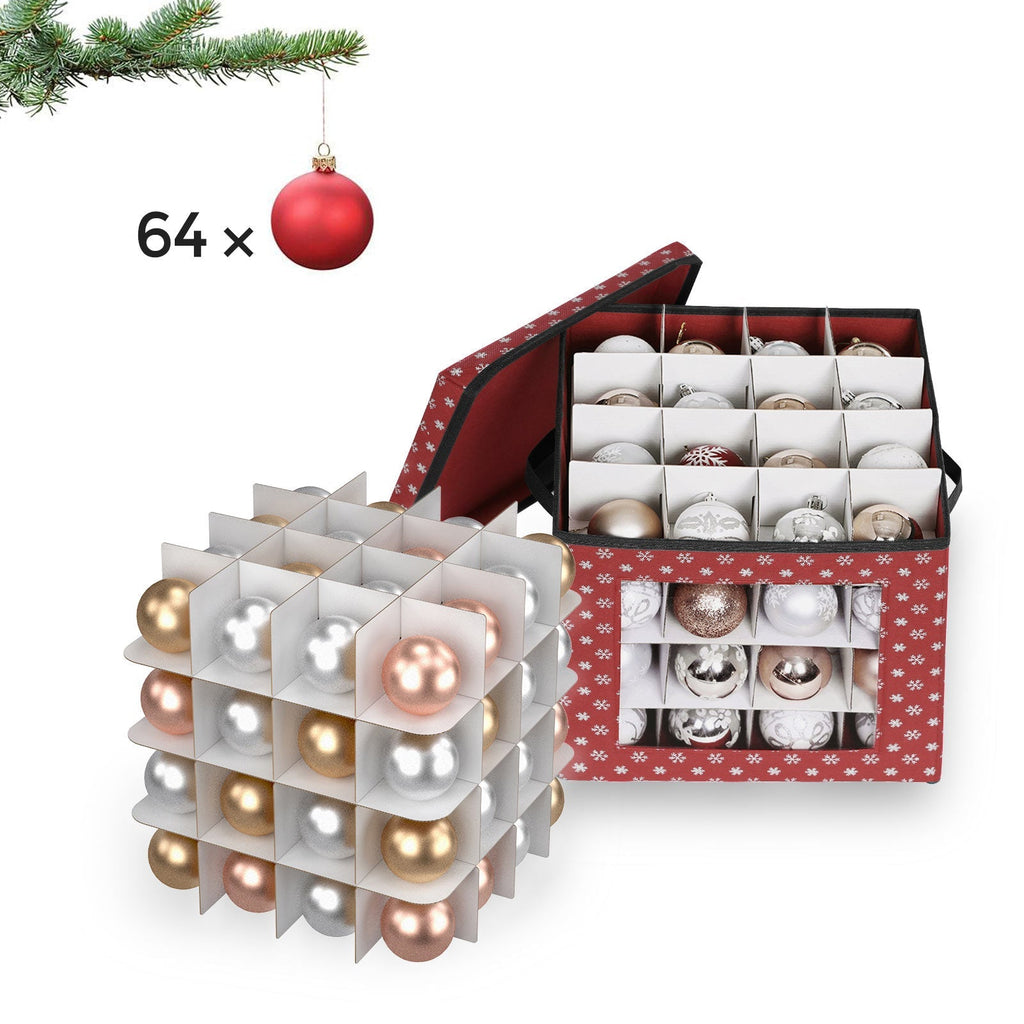 Storage boxes - For Christmas balls - Set of 3 - 64 courses per box - Foldable