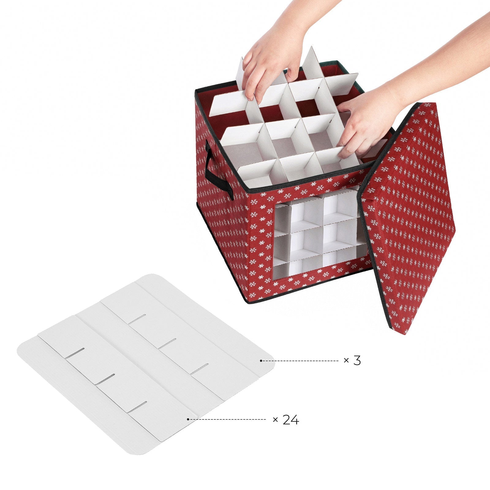 Storage boxes - For Christmas balls - Set of 3 - 64 courses per box - Foldable