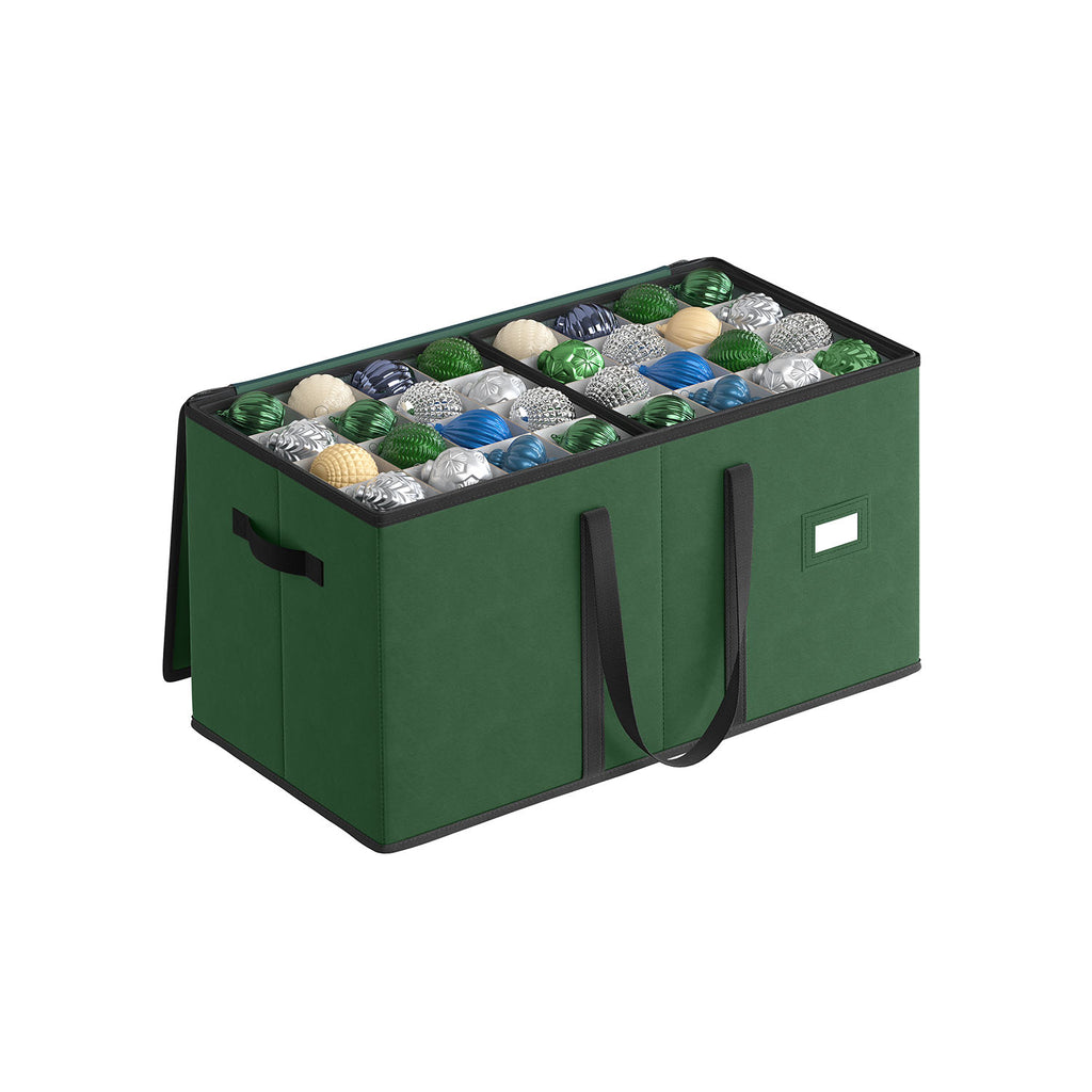 Storage box for Christmas balls with forest green lid