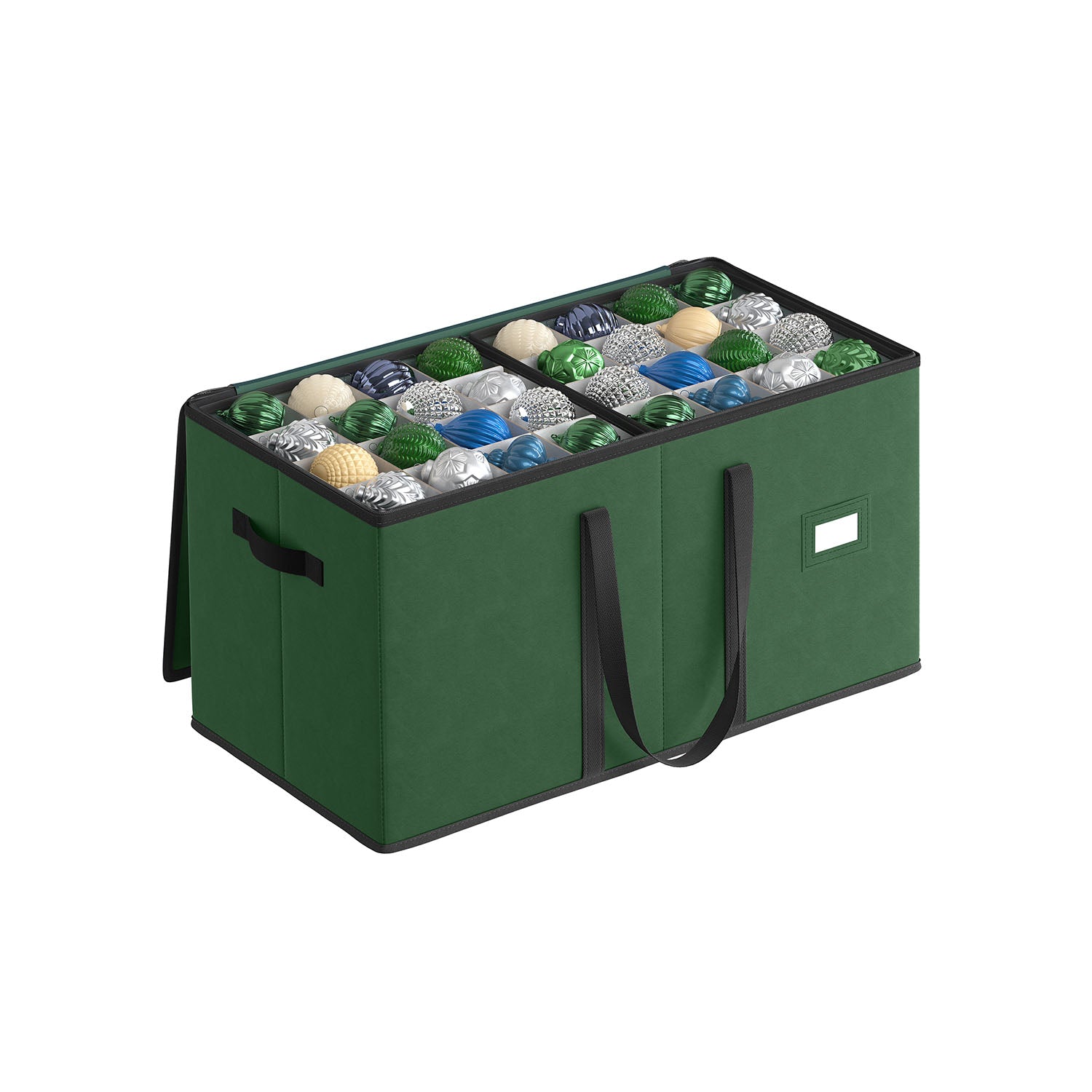 Storage box for Christmas balls with forest green lid