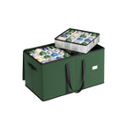 Storage box for Christmas balls with forest green lid