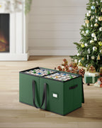 Storage box for Christmas balls with forest green lid