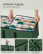 Storage box for Christmas balls with forest green lid