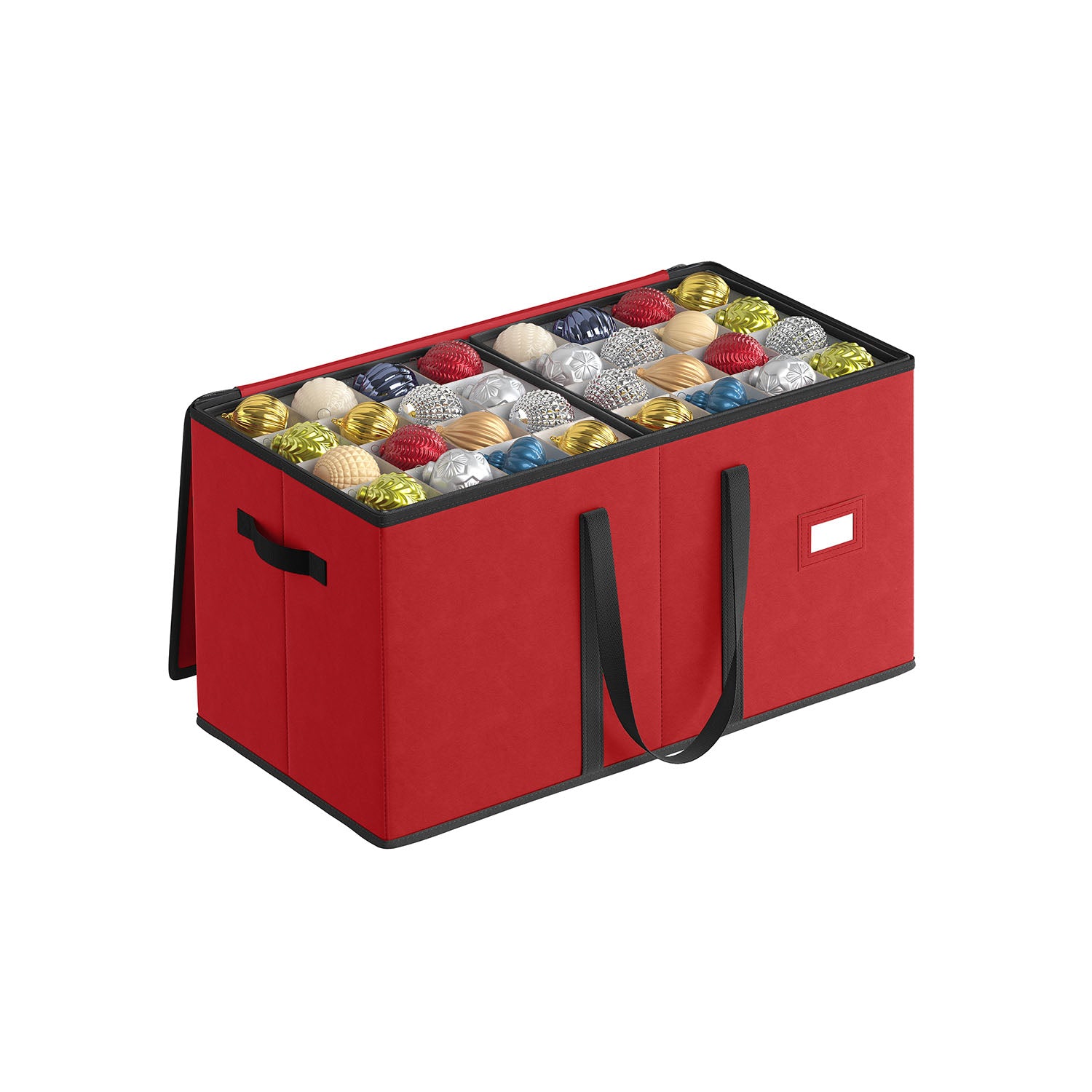 Storage box for Christmas balls with cherry -red lid