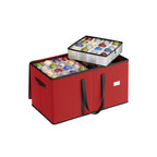 Storage box for Christmas balls with cherry -red lid