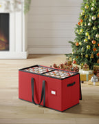 Storage box for Christmas balls with cherry -red lid