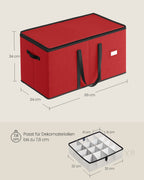 Storage box for Christmas balls with cherry -red lid