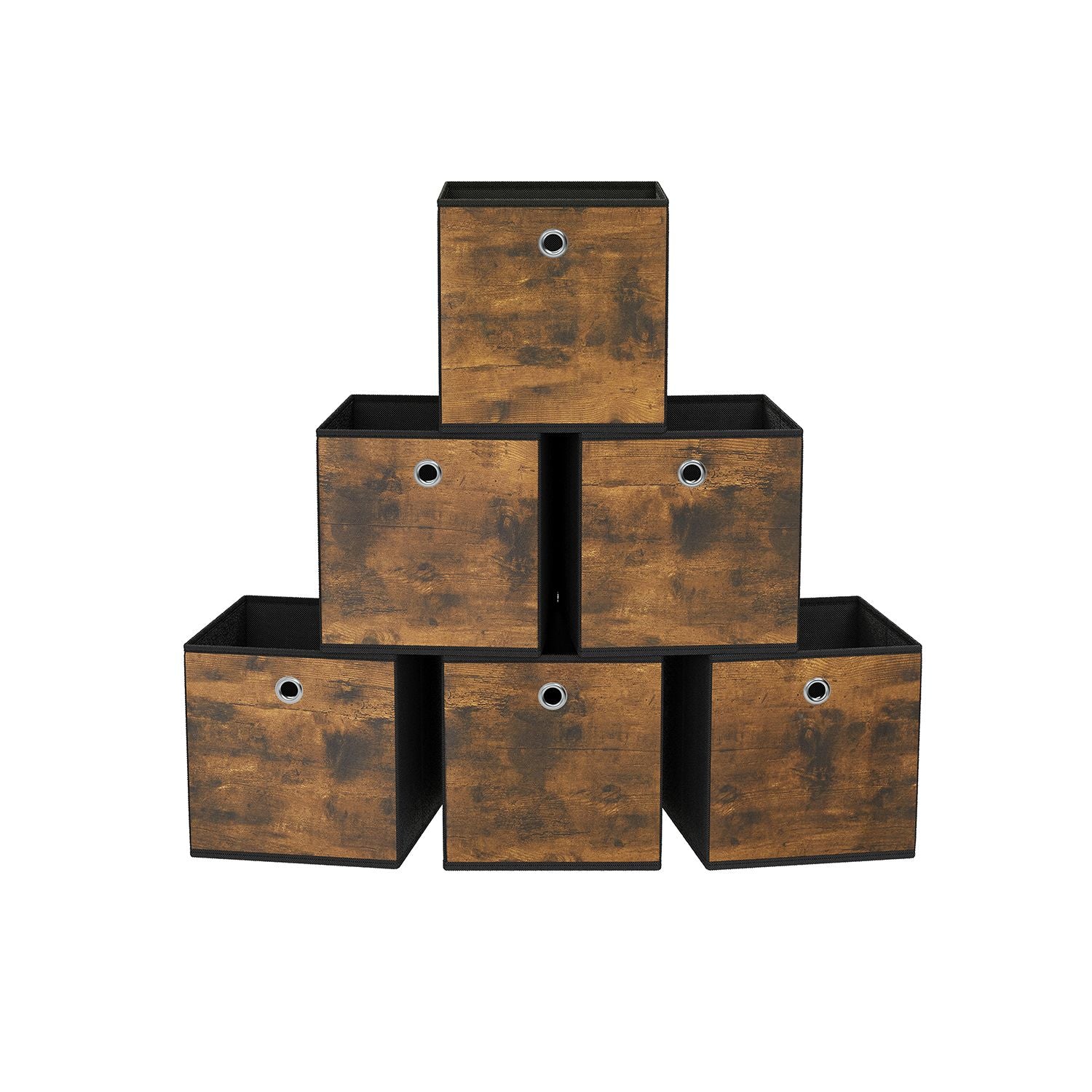 Storage boxes-Set of 6-Vintage Brown-Zwart