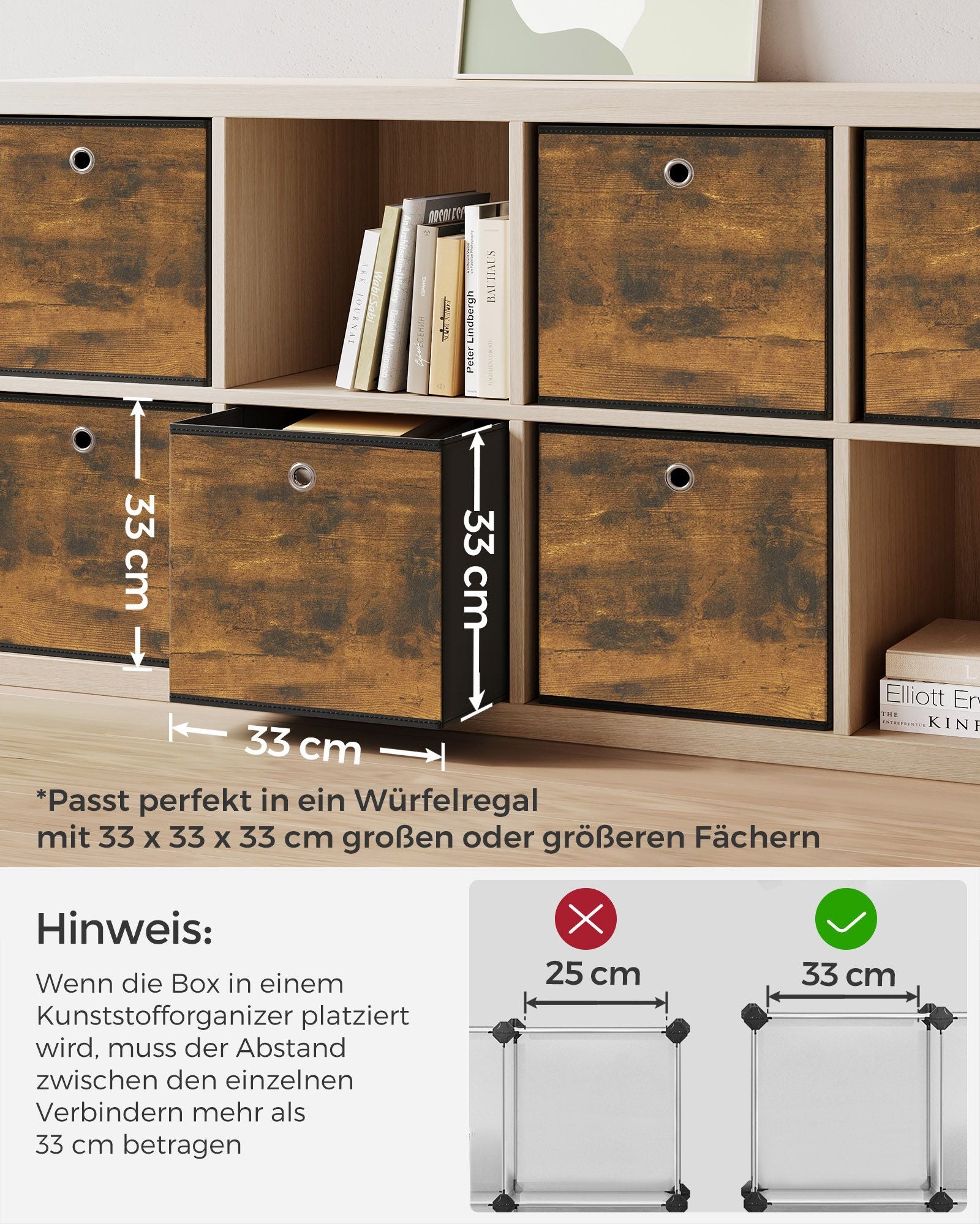 Storage boxes-Set of 6-Vintage Brown-Zwart
