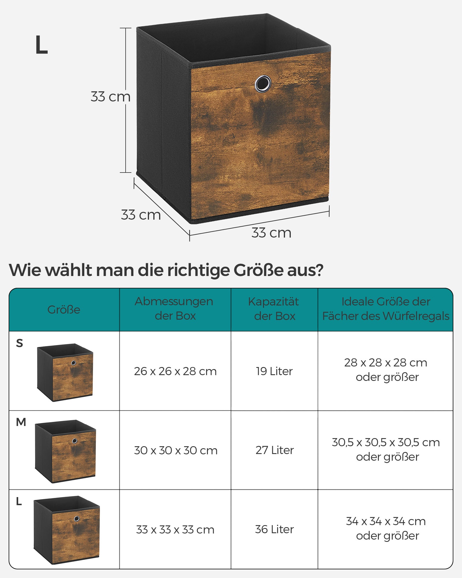 Storage boxes-Set of 6-Vintage Brown-Zwart