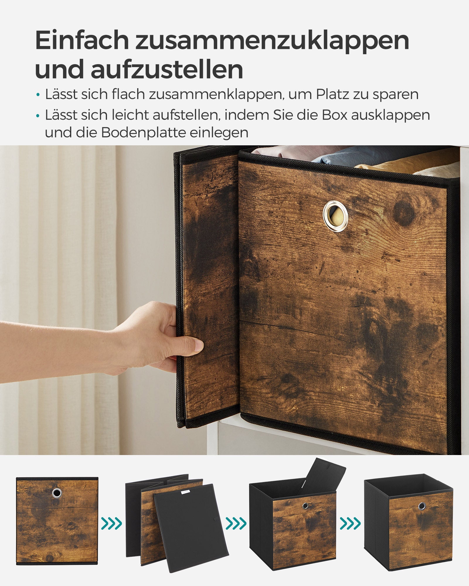 Storage boxes-Set of 6-Vintage Brown-Zwart