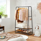 Clothing rack - Coat rack - Wardrobe - 2 shelves - Steel frame - Brown/Black