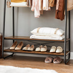 Clothing rack - Coat rack - Wardrobe - 2 shelves - Steel frame - Brown/Black