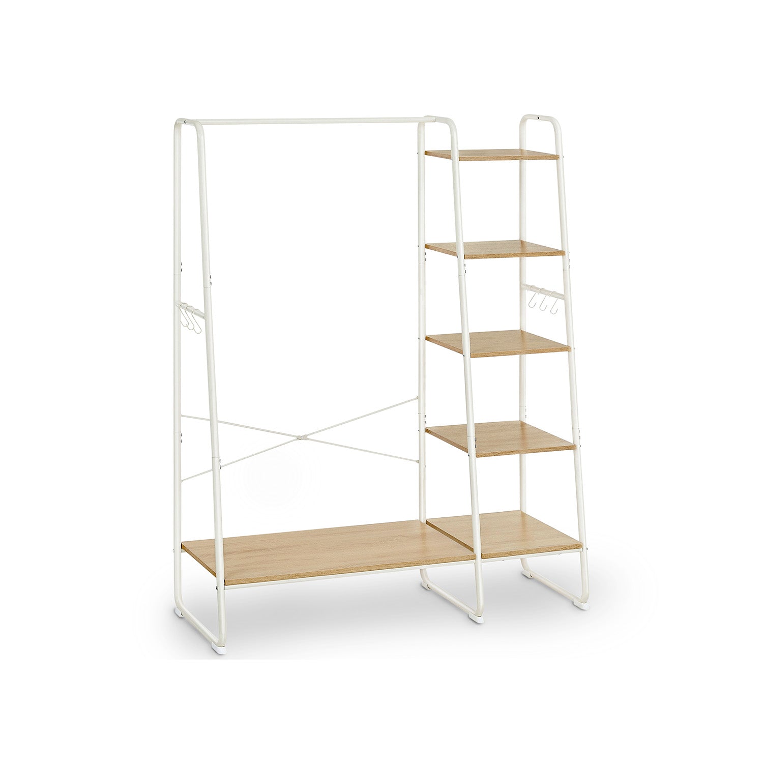 Coat rack - 5 levels - With shoe rack - 6 hooks - Clothing rod - Industrial Design - 45 x 120 x 160 cm