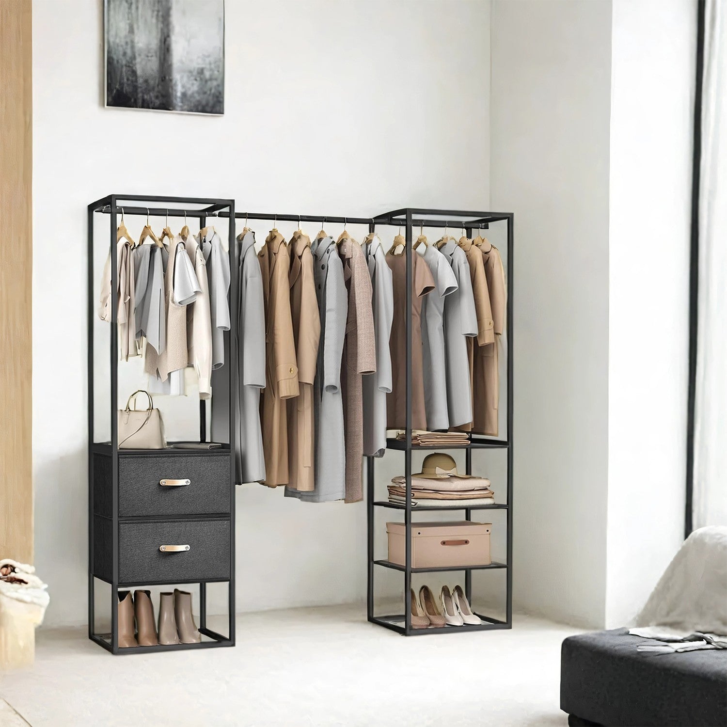 Clothing rack - 2 drawers - Ebony black