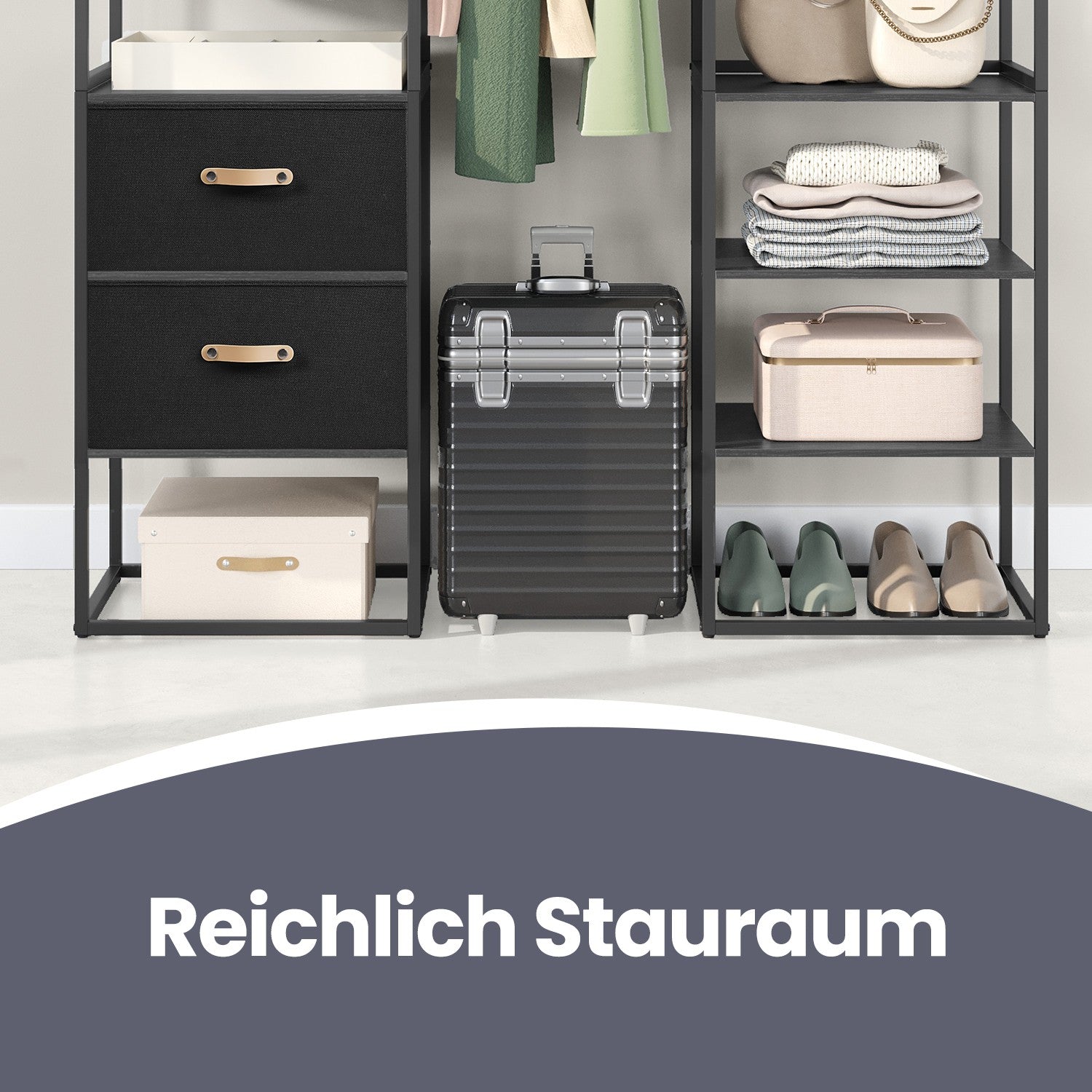 Clothing rack - 2 drawers - Ebony black