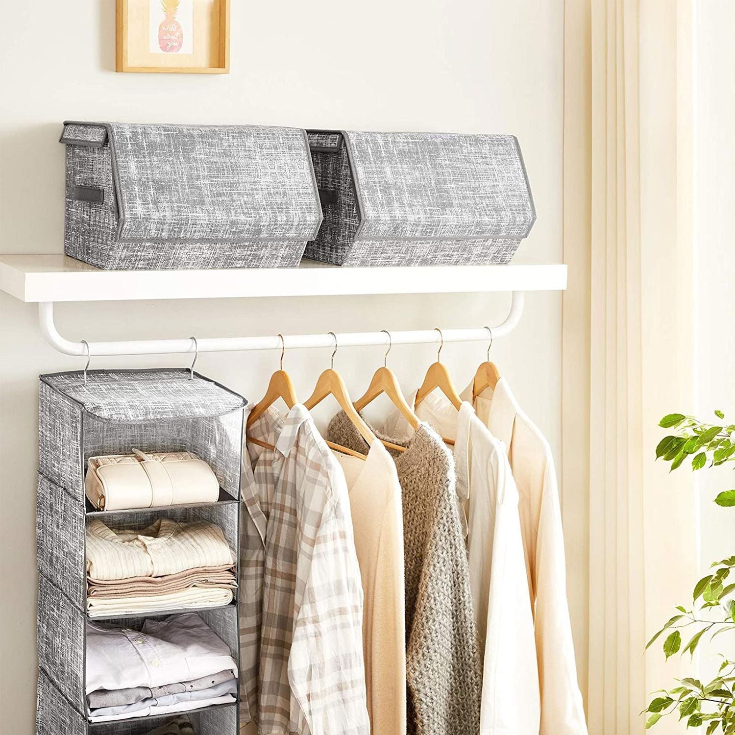 Storage boxes - Fabric boxes - Stackable - Set of 2 - Gray