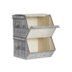Storage boxes - Fabric boxes - Stackable - Set of 2 - Gray