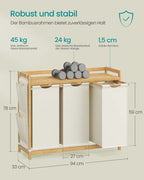 Laundry basket 3 courses 3 x 50 l 94 x 33 x 78 cm cream white