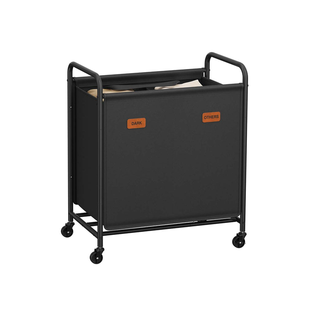 Laundry basket 140 L with wheels and 2 compartments ink -black