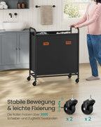 Laundry basket 140 L with wheels and 2 compartments ink -black