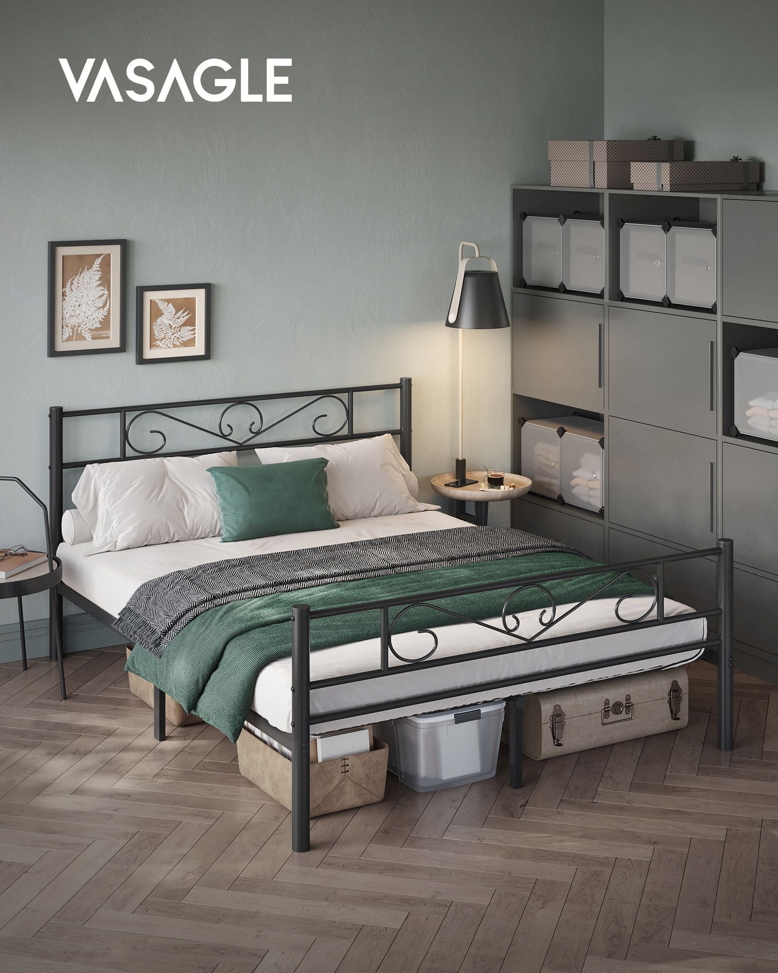Single bed frame of black metal