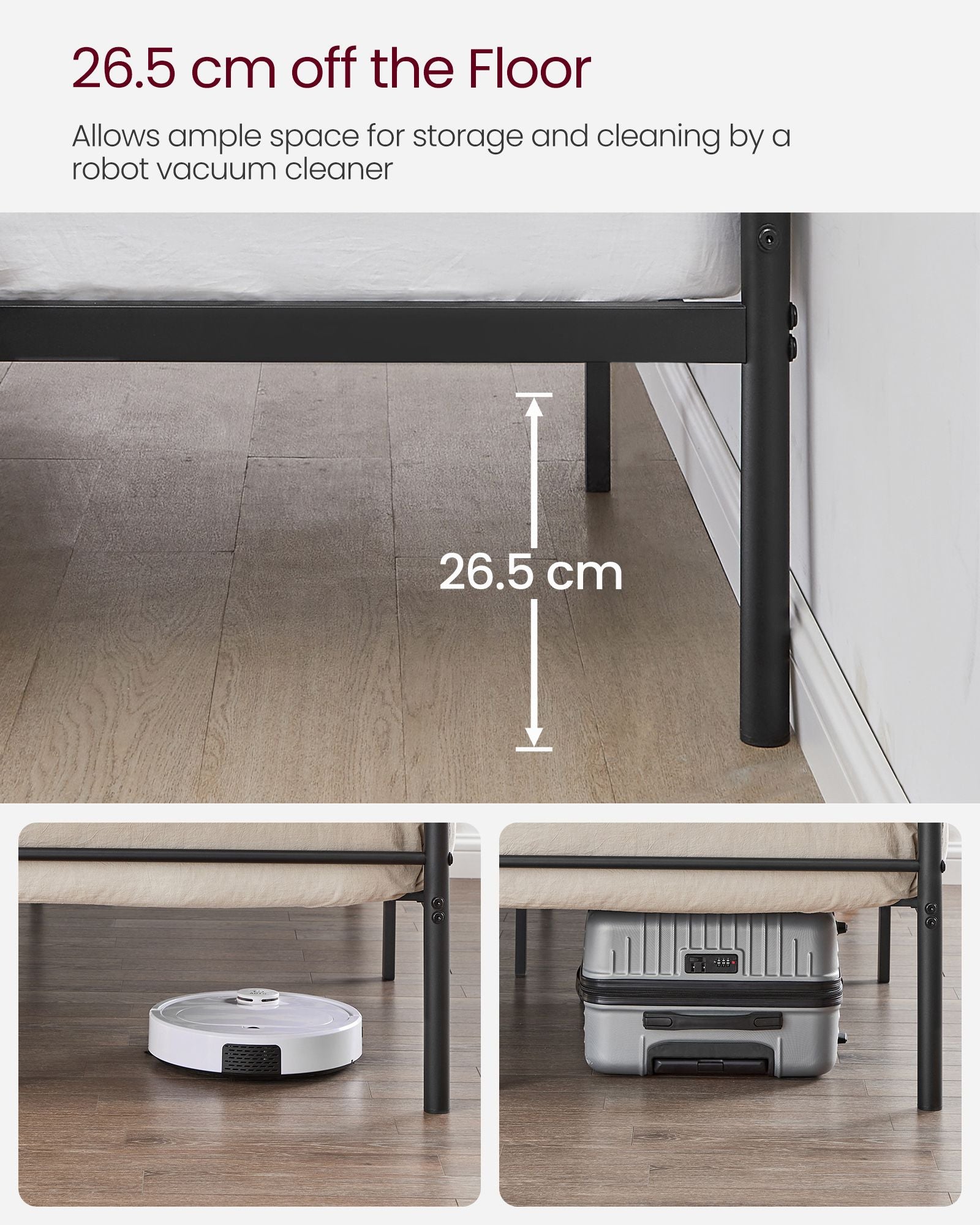 Single bed frame of black metal