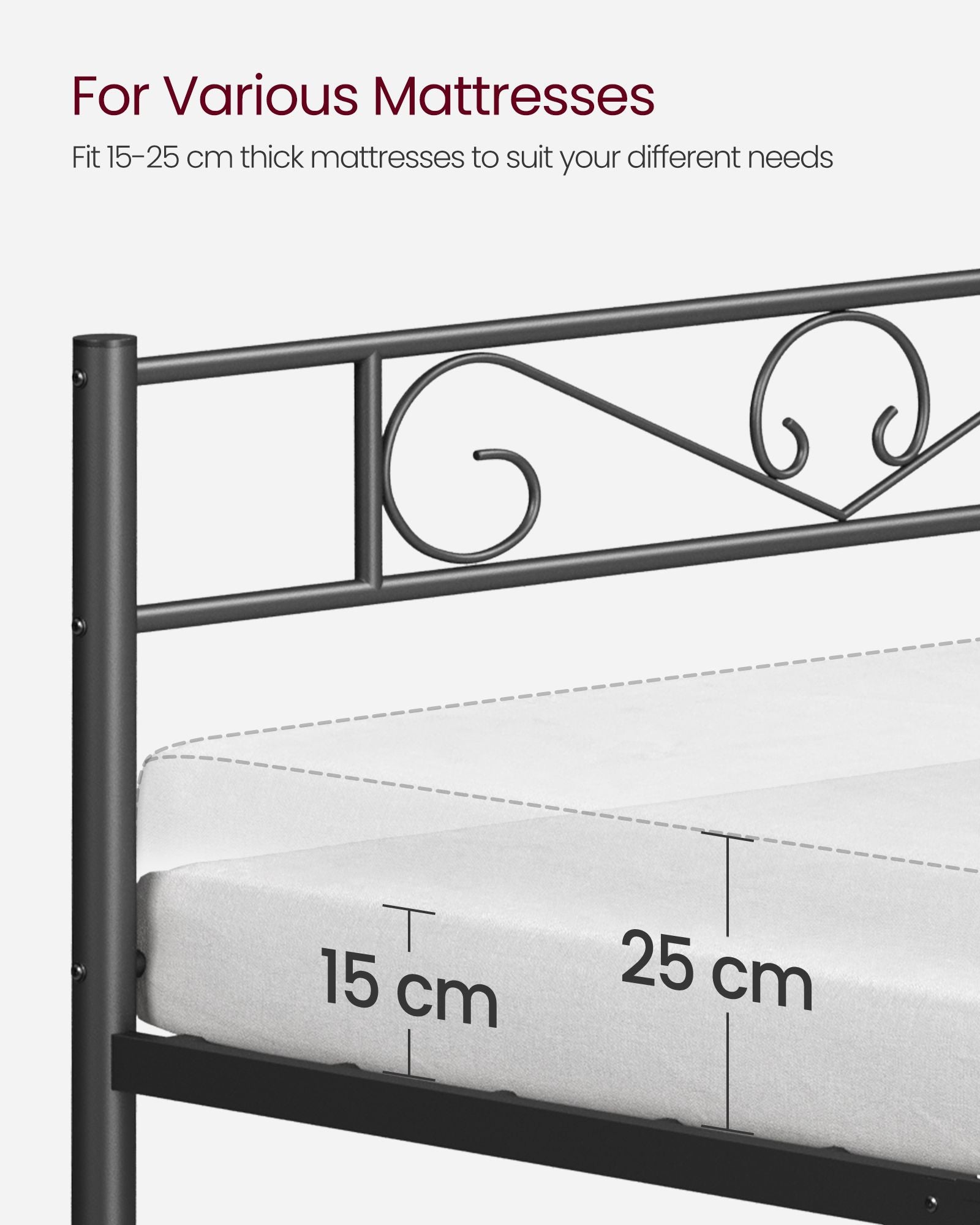 Single bed frame of black metal