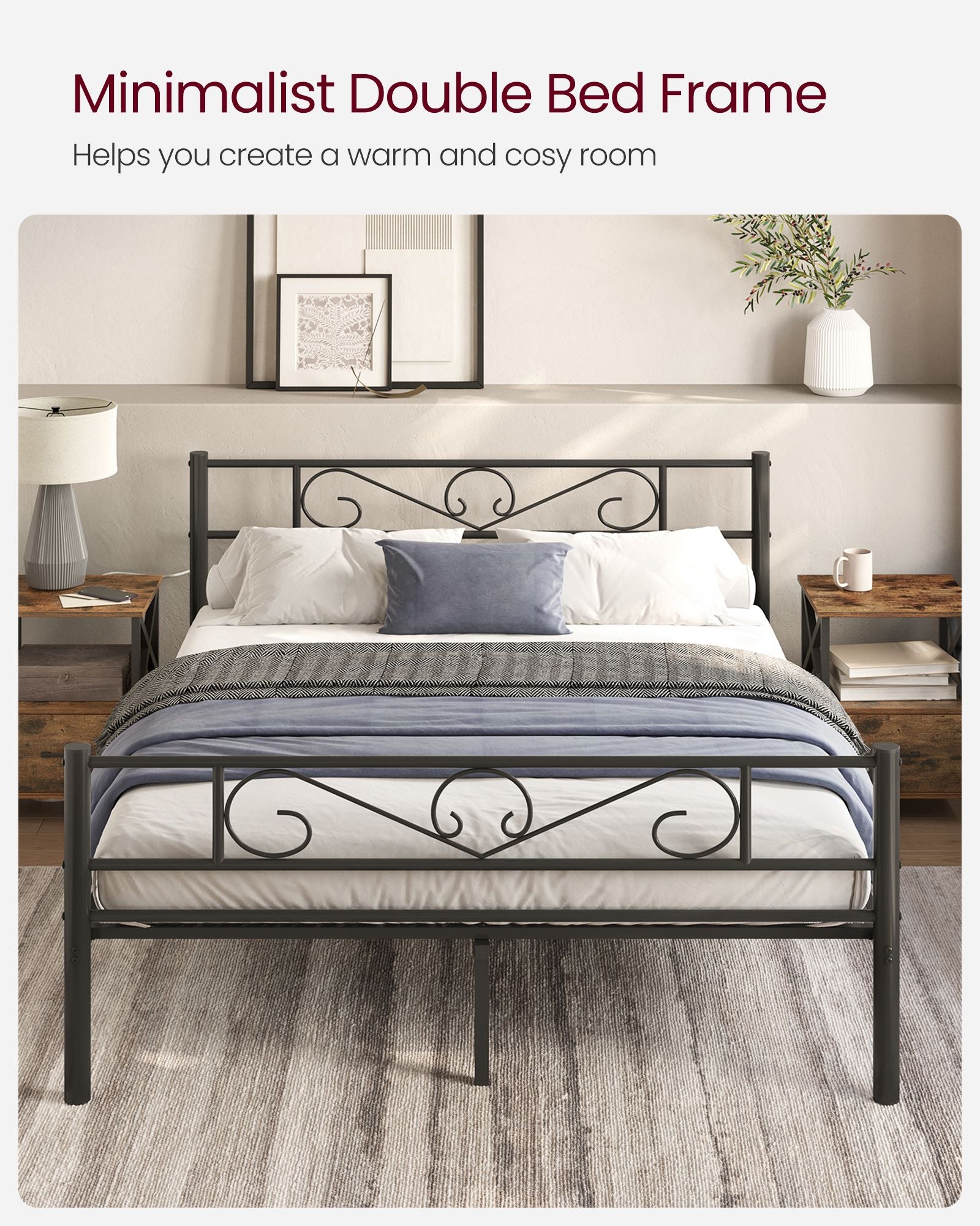 Single bed frame of black metal