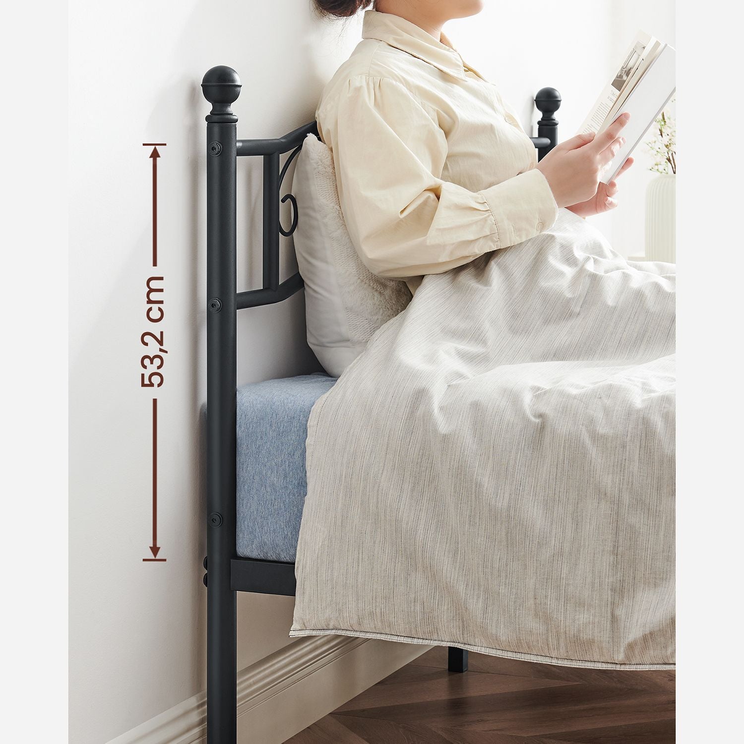 Double bed - Metal bed frame - 140 x 200 cm - Black