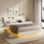 Bedframe 160 × 200 cm-with LED lighting and USB charging station