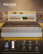Bedframe 160 × 200 cm-with LED lighting and USB charging station