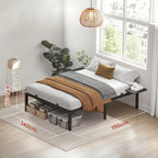 Bedframe - 140 x 190 cm, sturdy metal frame