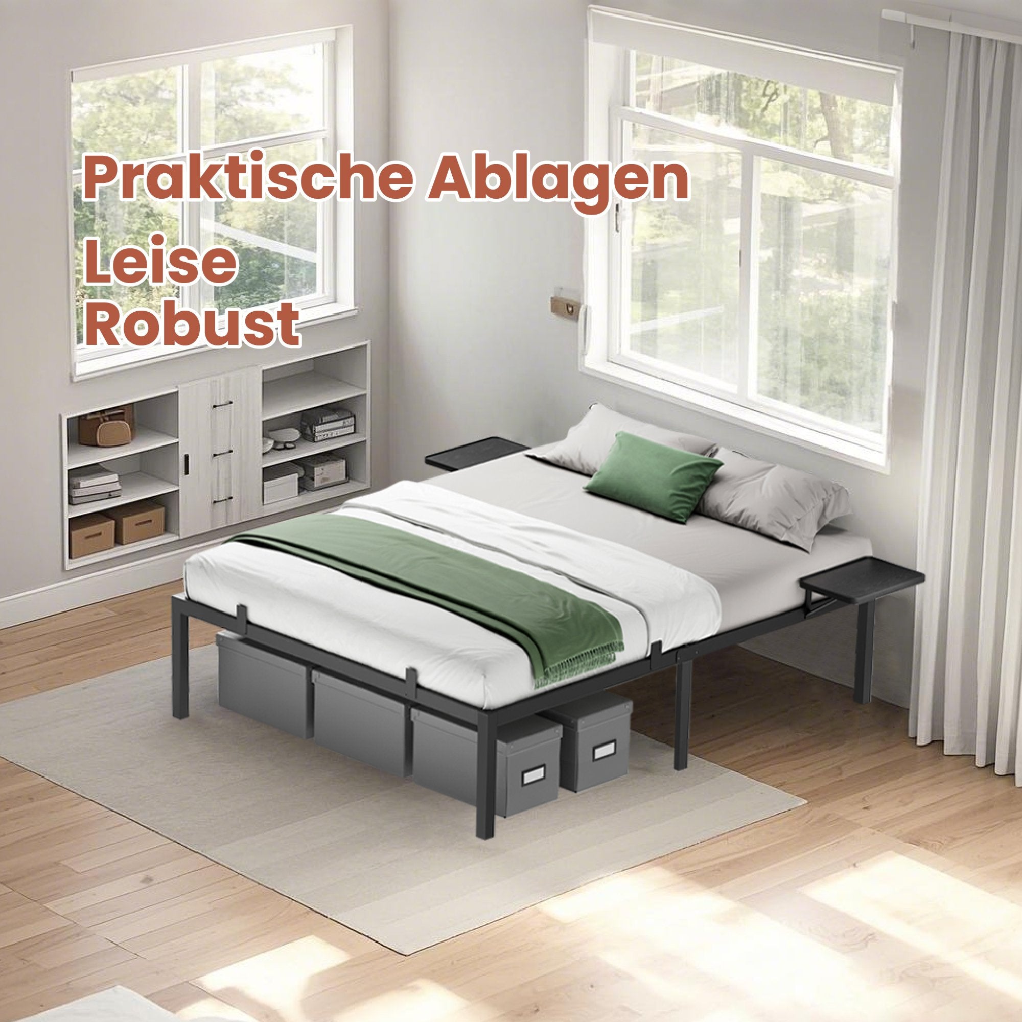 Bedframe - 160 x 200 cm, sturdy metal frame