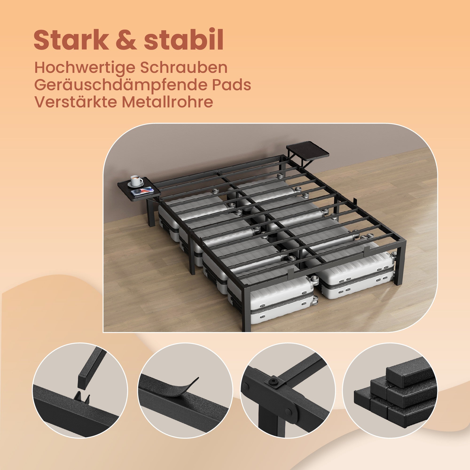 Bedframe - 160 x 200 cm, sturdy metal frame