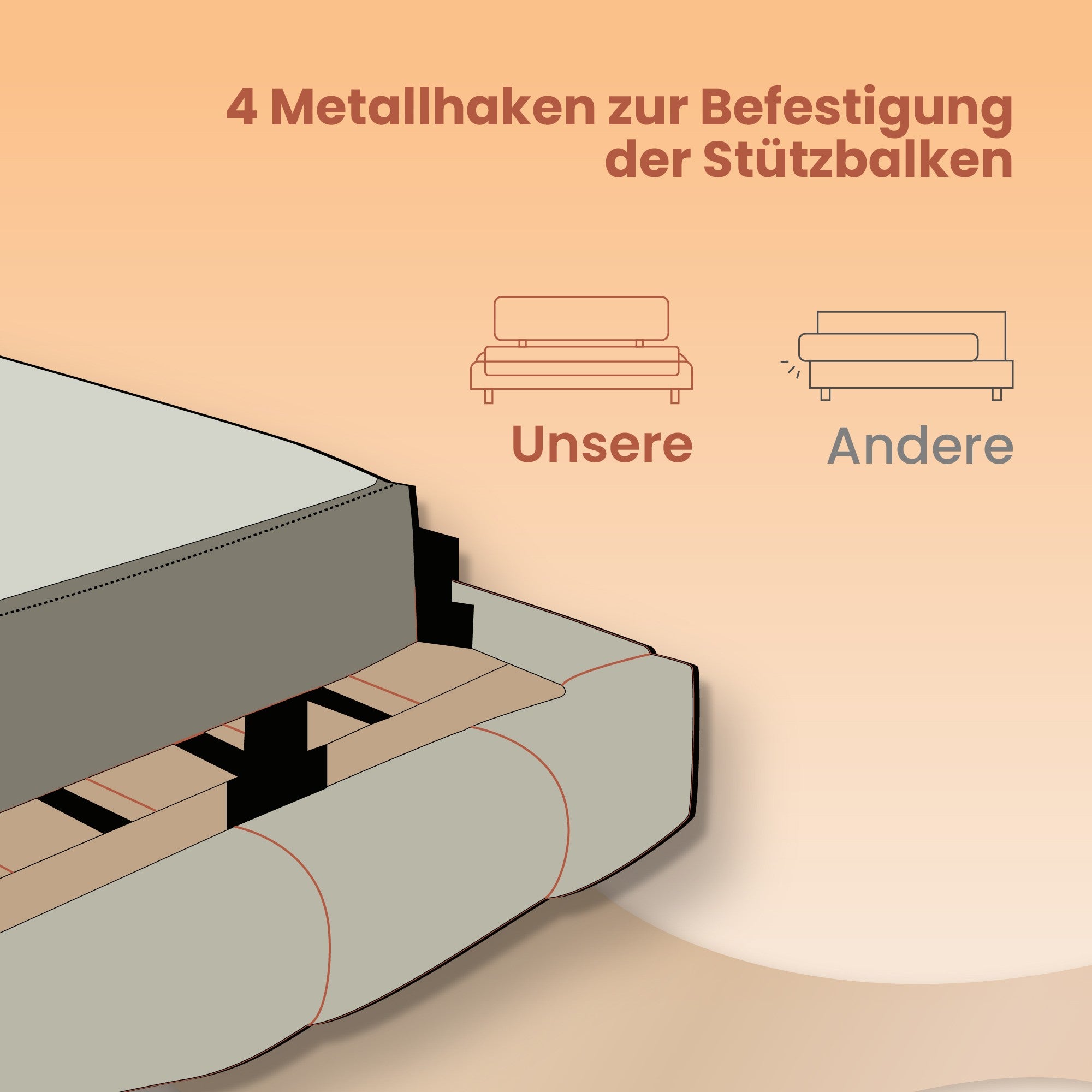 Bedframe - 160 x 200 cm, sturdy metal frame
