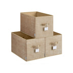 Storage boxes set of 3 50 x 30 x 30 cm sand beige