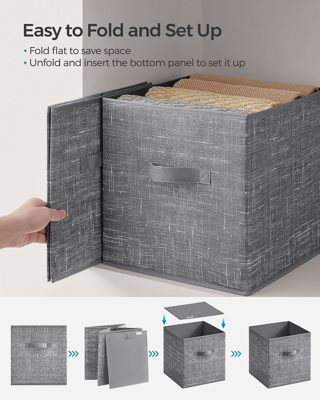 Storage boxes set of 8 of the fabric 30 x 30 x 30 cm