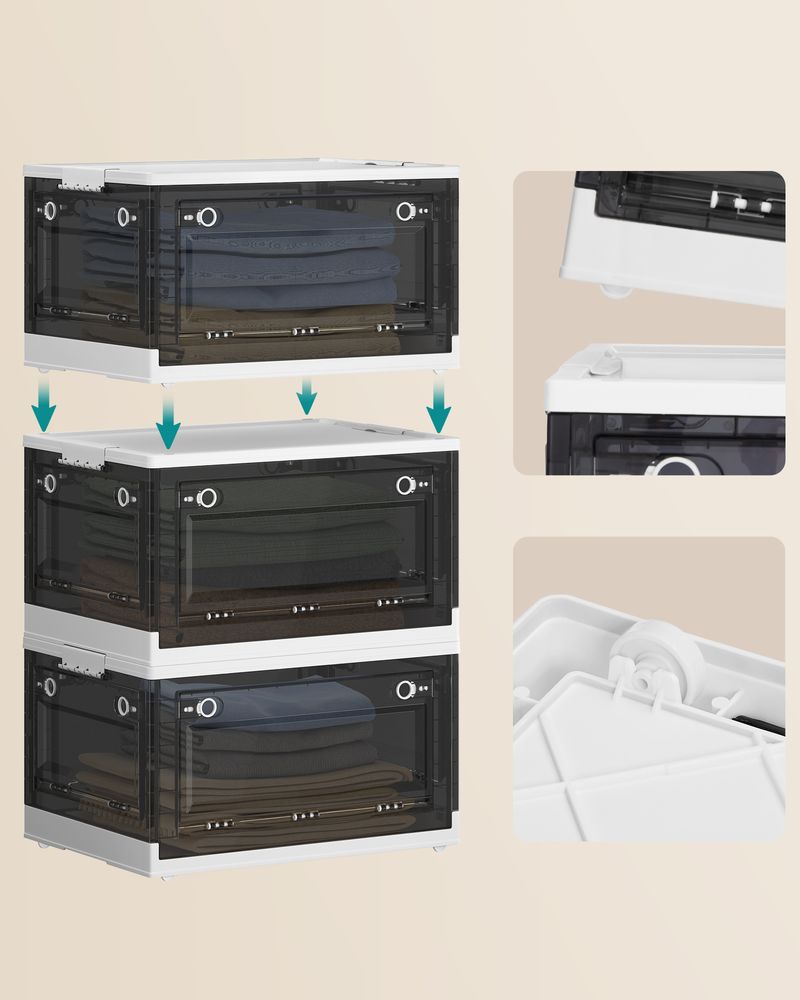 Storage box - Set of 3 - With lid - Black
