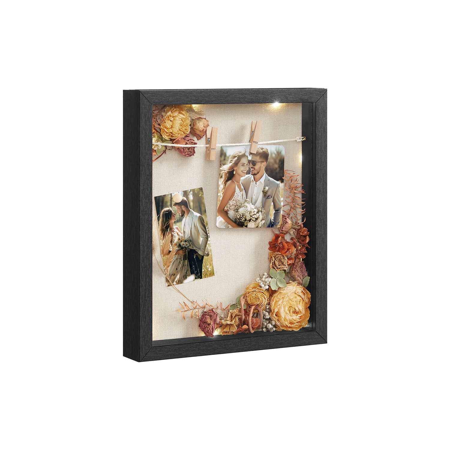Shadow Box - DIY photo frame - with clothes pegs and pins